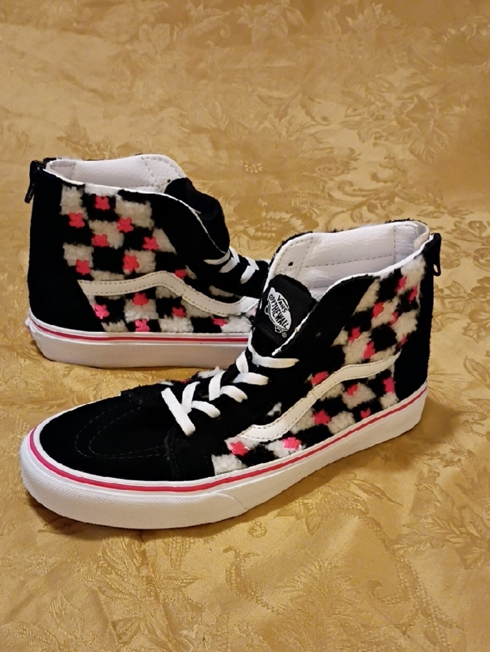 VANS Sk8-Hi Black/White & Pink Leopard High-Top Sneakers Women's 8.0 Men's 6.5 - Picture 2 of 12